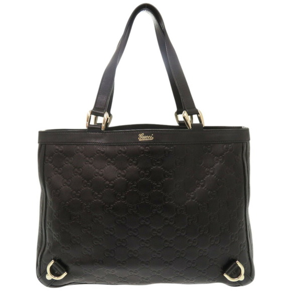 GUCCI Black Leather Tote Bag